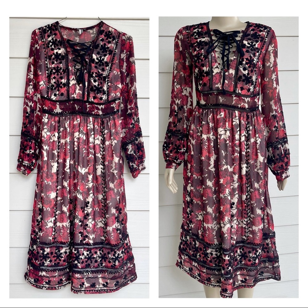 TOPSHOP lace-up floral midi